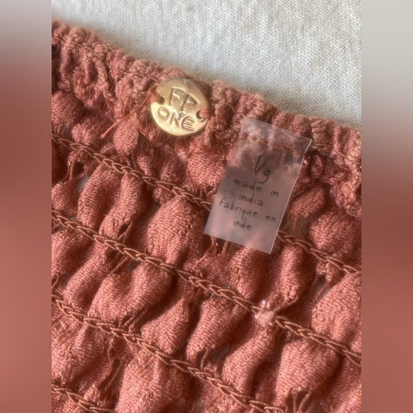 free people one adella salmon lace rayon tiered ruffled gauze maxi sz m - Picture 9 of 12